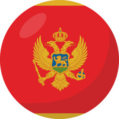 Montenegro flag circle 3D cartoon style.