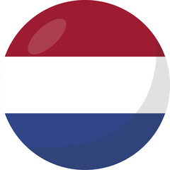 Netherlands flag circle 3D cartoon style.