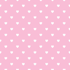 Pink white heart polka pattern - vector background