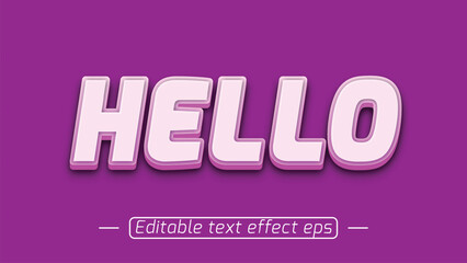   Hello Pink color 3d text effect Editable 3d styles 