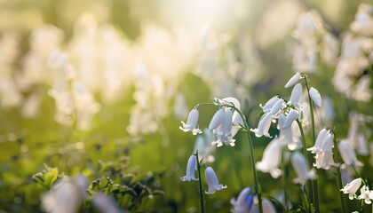 Bluebell flower in field with blur background
