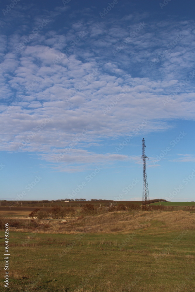 Wall mural A tall tower in a field