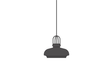 Hanging black lamp stylish appliance, lighting device vector illustration. Modern chandeliers metal or glass plafond. Home, room or studio decor loft style. Element for house or office interior design