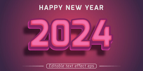 New year 2024 Pink color 3d text effect Editable 3d styles 
