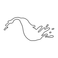 Water and juice splash liquide. One line stroke outline vector Illustration A water splash, exuberant display of waters dynamic nature Fresh juice splashed, energetic portrayal of thirst-quenching