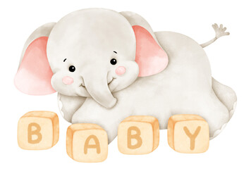 cute baby elephant watercolor