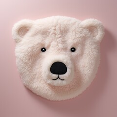 small tufted rug in the shape of a polar bears head - obrazy, fototapety, plakaty