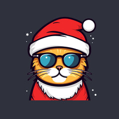 cat with santa claus hat