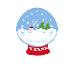 Christmas snow snowflake crystal ball for Christmas   with cute cartoon hand draw