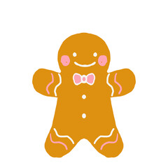 gingerbread man  for Christmas   with cute cartoon hand draw