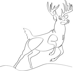 Proud deer linear illustration.Animal world. wild nature