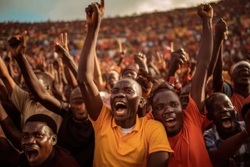 Wandaufkleber Crowd of people in sport stadium cheering excited © blvdone