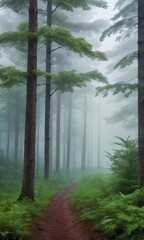 Misty Forest Landscape.