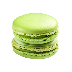 green macaroons on a white background