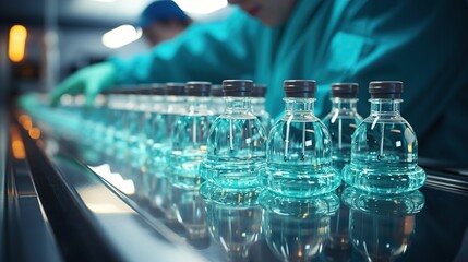 Quality Control in Pharmaceutical Production, Medical Vials, Production Line, Sterile...
