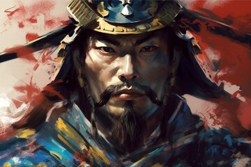 Portrait eines Samurai Kriegers - männlicher Mann