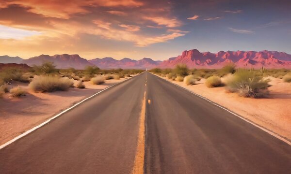 American Desert Road Landscape.