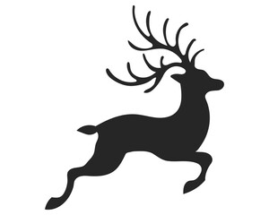 Deer in a jump, silhouette on a white background. Animal illustration, vector