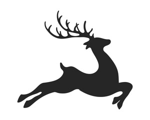 Deer in a jump, silhouette on a white background. Animal illustration, vector