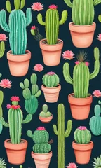 Foto op Plexiglas Cactus in pot Cactus Pattern