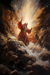 Moses Painting, Abstract Art, Moses Struck the Rock, Christian Art, Religious Artwork, Digital Art