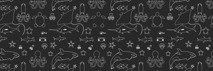 background of various types of sea fish, vector eps 10 design
