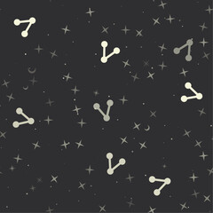 Seamless pattern with stars, share symbols on black background. Night sky. Vector illustration on black background