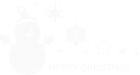 雪だるまのメリークリスマススタンプ　白色のクリスマス用イラスト