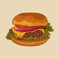 Cheeseburger. Popular types of burgers.
