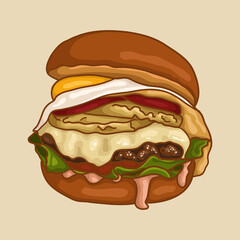 Australian burger. Popular types of burgers.