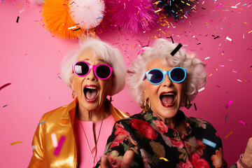Generative ai senior latina women friends partying