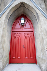Fototapeta na wymiar red door at church