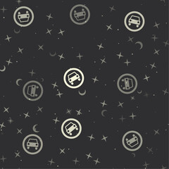 Seamless pattern with stars, no car signs on black background. Night sky. Vector illustration on black background