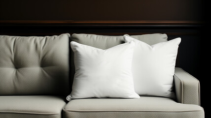 White pillows on the couch in the living room. 
