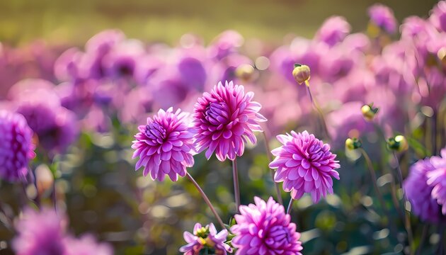 Dahlia flower in field with blur background