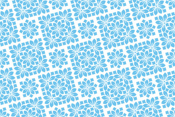 Flower geometric pattern. Seamless vector background. Blue and white ornament
