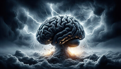 human brain in front of brain - obrazy, fototapety, plakaty