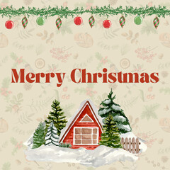 Fototapeta premium Merry Christmas Postcard