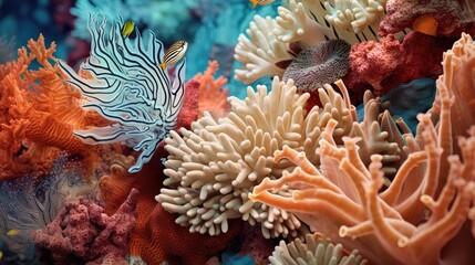 Fototapeta na wymiar coral environment macro background texture illustration sea abstract, ocean closeup, water color coral environment macro background texture