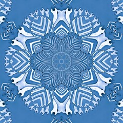 light blue azure coloured collection of spanners in shades blue background in a complex floral fantasy pattern and intricate design