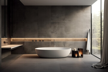 modern black stone bathroom interior, Generative AI