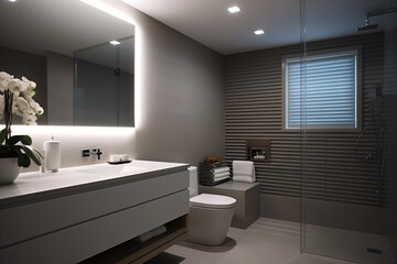 modern black stone bathroom interior, Generative AI