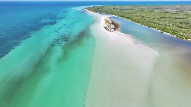 Aerial view of Isla Holbox, Quintana Roo, Mexico.
