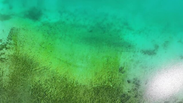 Aerial view of Isla Holbox ocean seabed, Quintana Roo, Mexico.