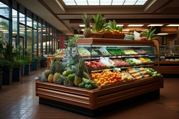 Interior of food market