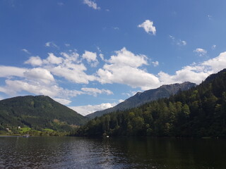 Wonderful and idyllic lake Lunz in green mountain scenery in lower austria
