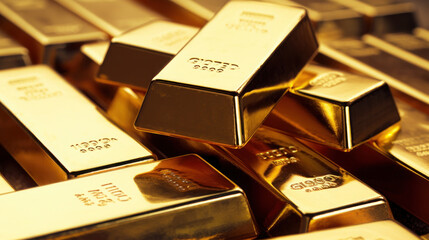 Gold bars on a white background