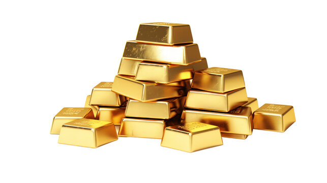 Gold bars on the transparent background