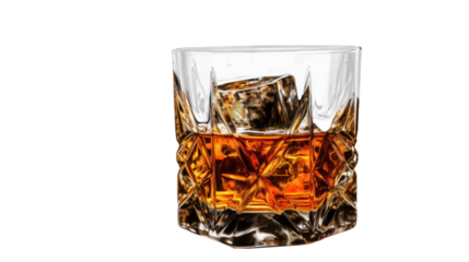 Whiskey in a glass on the transparent background