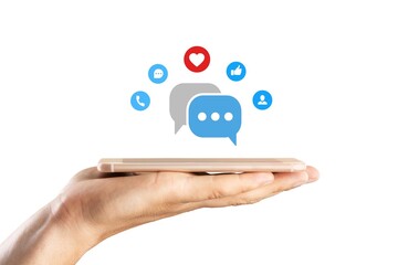 Person use a smartphone with social media image